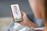 Doctor on a mobile video call